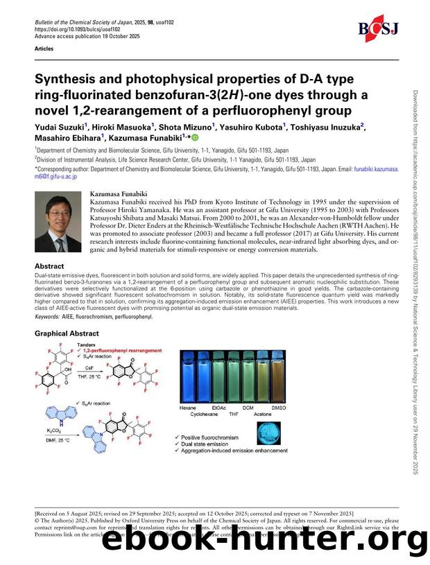 Synthesis and photophysical properties of D-A type ring-fluorinated benzofuran-3(2H)-one dyes through a novel 1,2-rearangement of a perfluorophenyl group by unknow