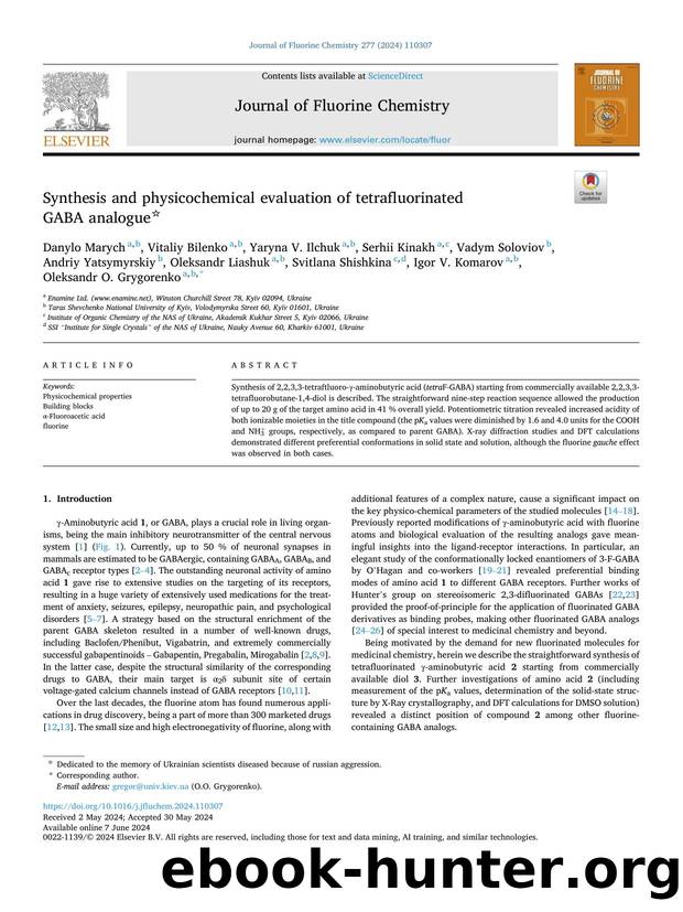 Synthesis and physicochemical evaluation of tetrafluorinated GABA analogue by unknow