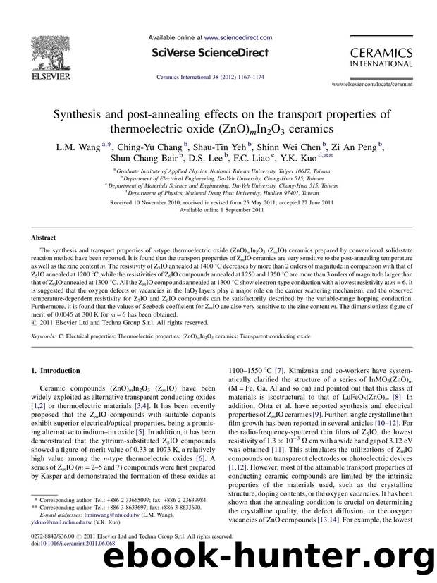 Synthesis and post-annealing effects on the transport properties of thermoelectric oxide (ZnO)mIn2O3 ceramics by L.M. Wang