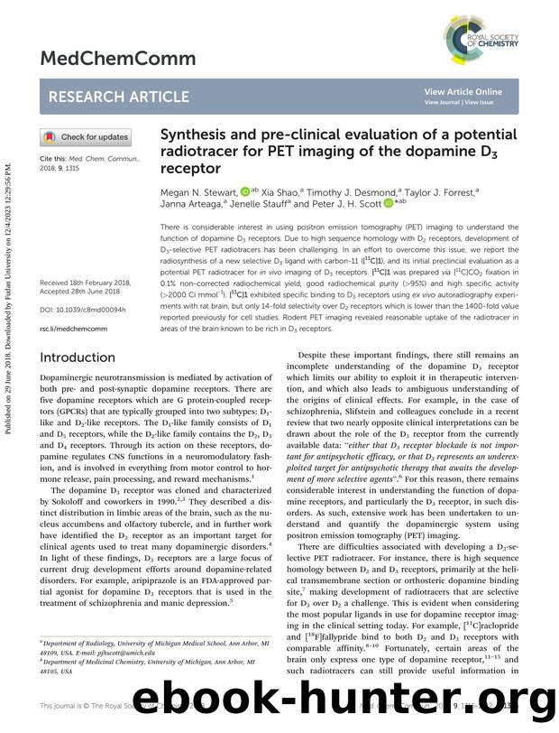 Synthesis and pre-clinical evaluation of a potential radiotracer for PET imaging of the dopamine D3 receptor by unknow