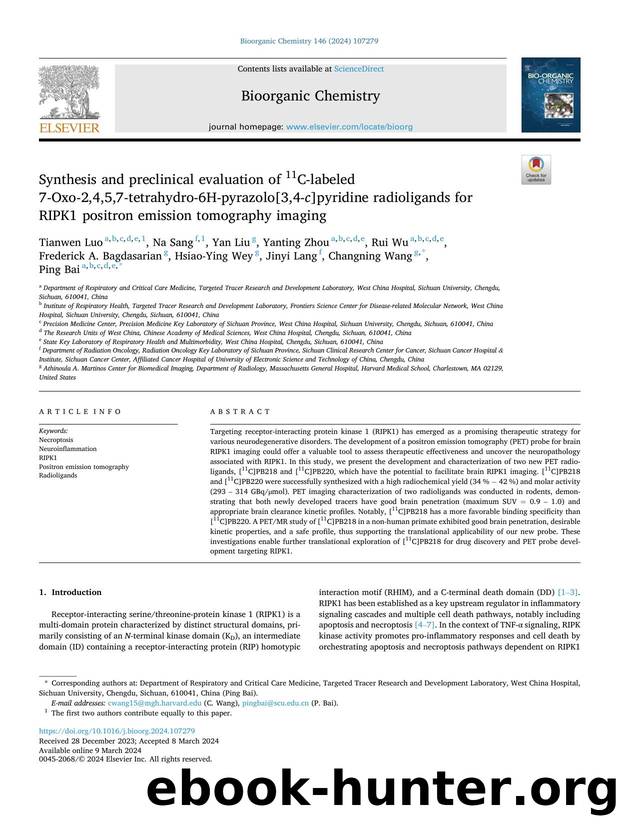 Synthesis and preclinical evaluation of 11C-labeled 7-Oxo-2,4,5,7-tetrahydro-6H-pyrazolo[3,4- c ]pyridine radioligands for RIPK1 positron emission tomography imaging by unknow