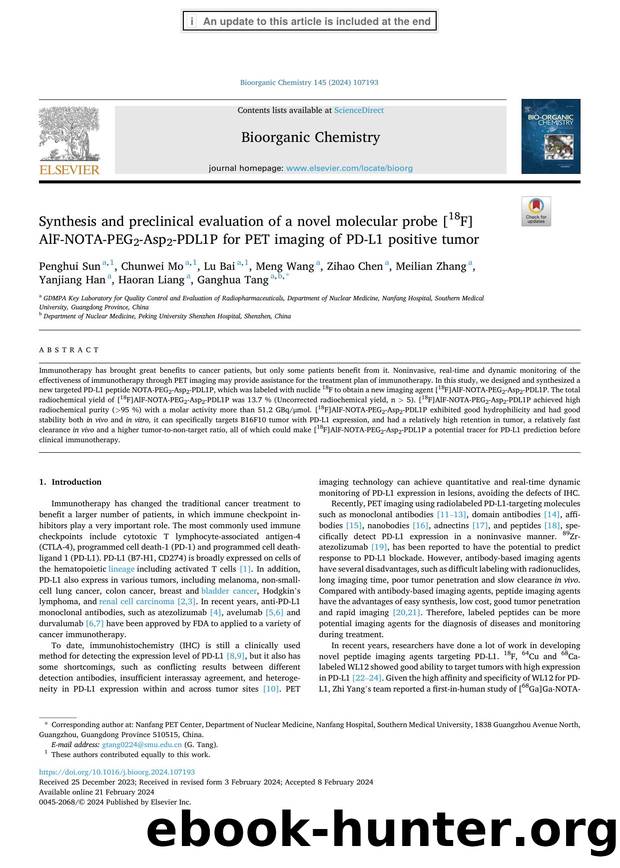 Synthesis and preclinical evaluation of a novel molecular probe [18F]AlF-NOTA-PEG2-Asp2-PDL1P for PET imaging of PD-L1 positive tumor by unknow