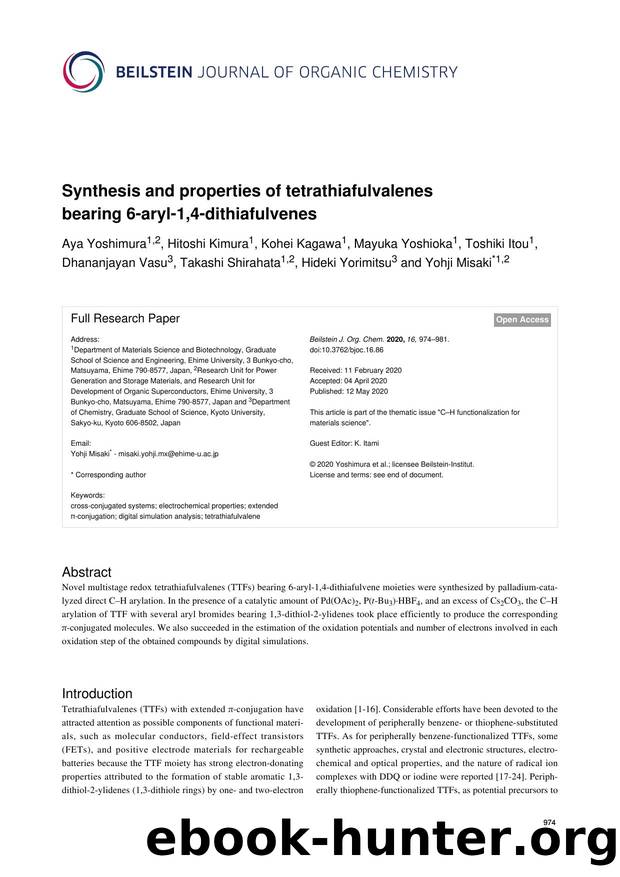 Synthesis and properties of tetrathiafulvalenes bearing 6-aryl-1,4-dithiafulvenes by unknow