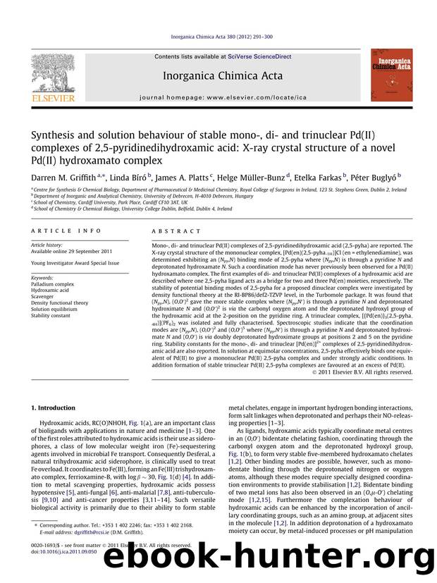 Synthesis and solution behaviour of stable mono-, di- and trinuclear Pd(II) complexes of 2,5-pyridinedihydroxamic acid: X-ray crystal structure of a novel Pd(II) hydroxamato complex by unknow