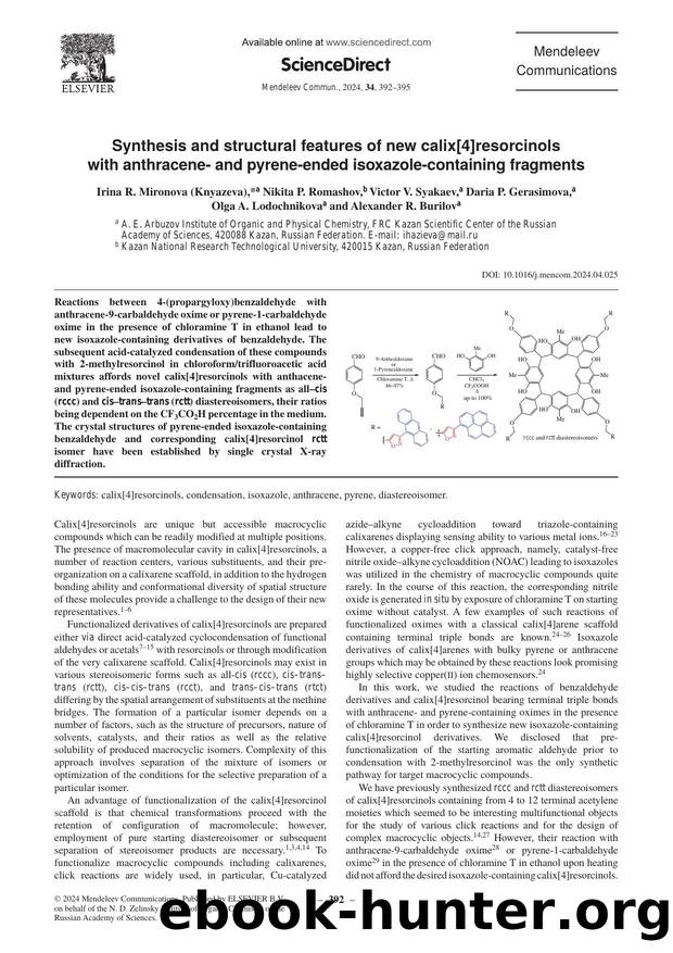 Synthesis and structural features of new calix[4]resorcinols with anthracene- and pyrene-ended isoxazole-containing fragments by unknow