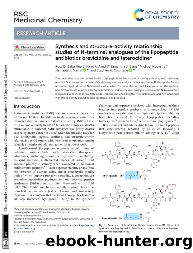 Synthesis and structureâactivity relationship studies of N-terminal analogues of the lipopeptide antibiotics brevicidine and laterocidine by unknow