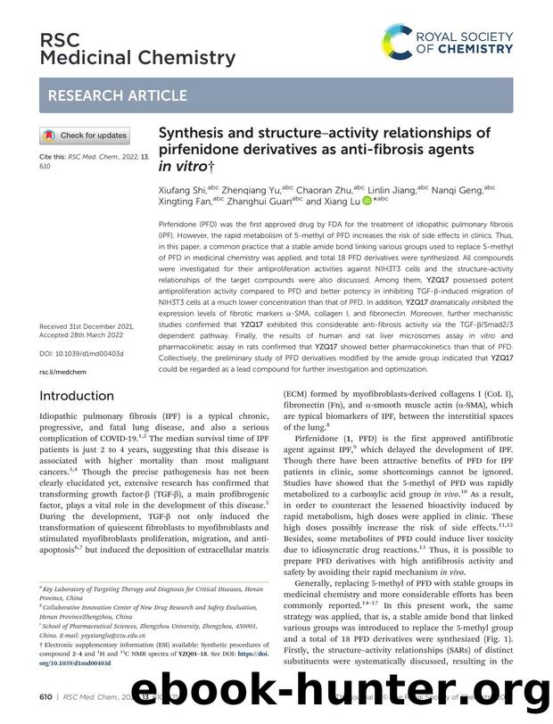 Synthesis and structureâactivity relationships of pirfenidone derivatives as anti-fibrosis agents in vitro by unknow