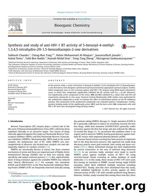 Synthesis and study of anti-HIV-1 RT activity of 5-benzoyl-4-methyl-1,3,4,5-tetrahydro-2H-1,5-benzodiazepin-2-one derivatives by unknow