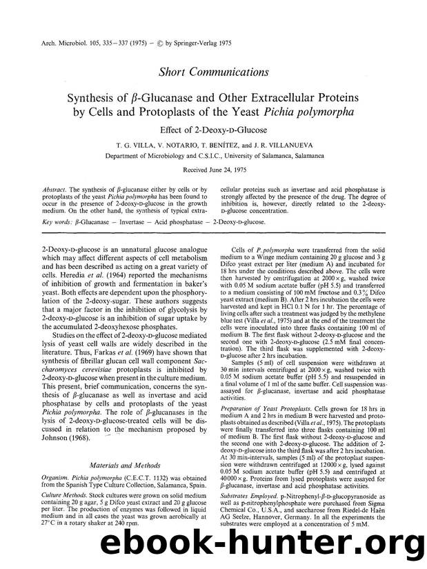 Synthesis of <Emphasis Type="Italic">&#x03B2;<Emphasis>-glucanase and other extracellular proteins by cells and protoplasts of the yeast <Emphasis Type="Italic">Pichia polymorpha<Emphasis> by Unknown