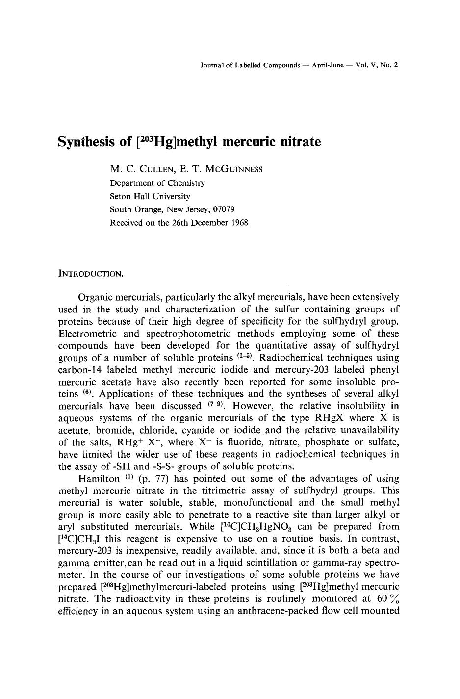 Synthesis of [203Hg]methyl mercuric nitrate by Unknown