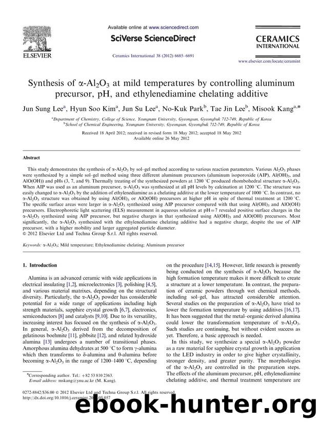 Synthesis of Î±-Al2O3 at mild temperatures by controlling aluminum precursor, pH, and ethylenediamine chelating additive by Jun Sung Lee & Hyun Soo Kim & Jun Su Lee & No-Kuk Park & Tae Jin Lee & Misook Kang