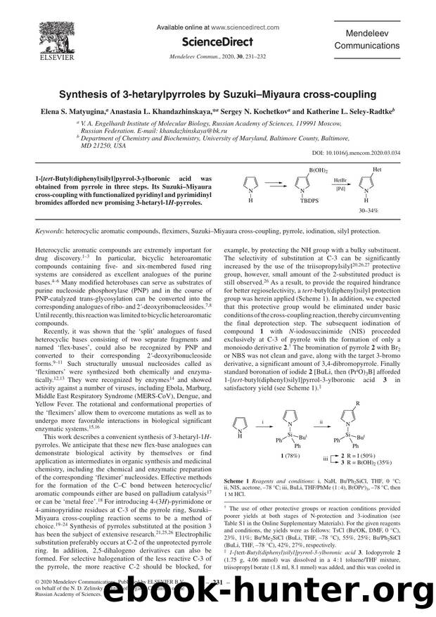 Synthesis of 3-hetarylpyrroles by SuzukiâMiyaura cross-coupling by Elena S. Matyugina & Anastasia L. Khandazhinskaya & Sergey N. Kochetkov & Katherine L. Seley-Radtke