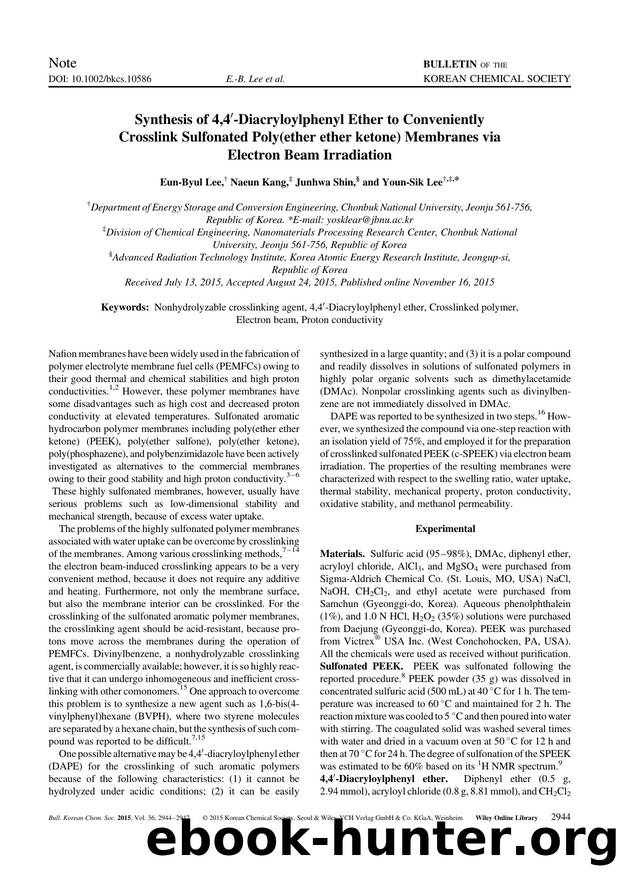 Synthesis of 4,4-Diacryloylphenyl Ether to Conveniently Crosslink Sulfonated Poly(ether ether ketone) Membranes via Electron Beam Irradiation by Unknown