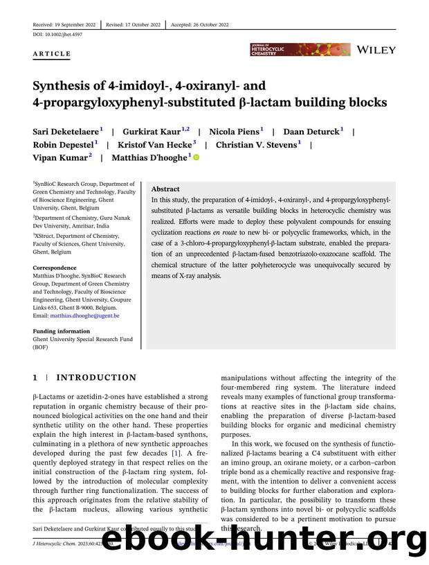 Synthesis of 4âimidoylâ, 4âoxiranylâ and 4âpropargyloxyphenylâsubstituted Î²âlactam building blocks by Unknown