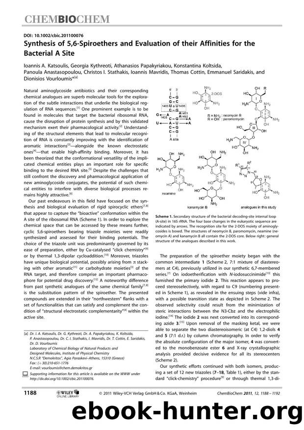 Synthesis of 5,6Spiroethers and Evaluation of their Affinities for the Bacterial A Site by Unknown