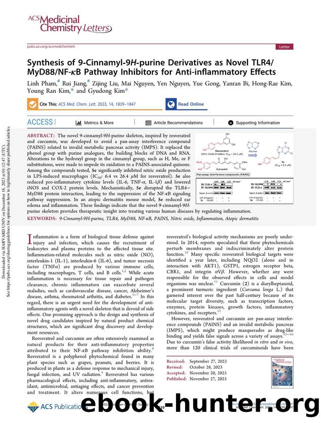 Synthesis of 9-Cinnamyl-9H-purine Derivatives as Novel TLR4MyD88NF-ÎºB Pathway Inhibitors for Anti-inflammatory Effects by unknow