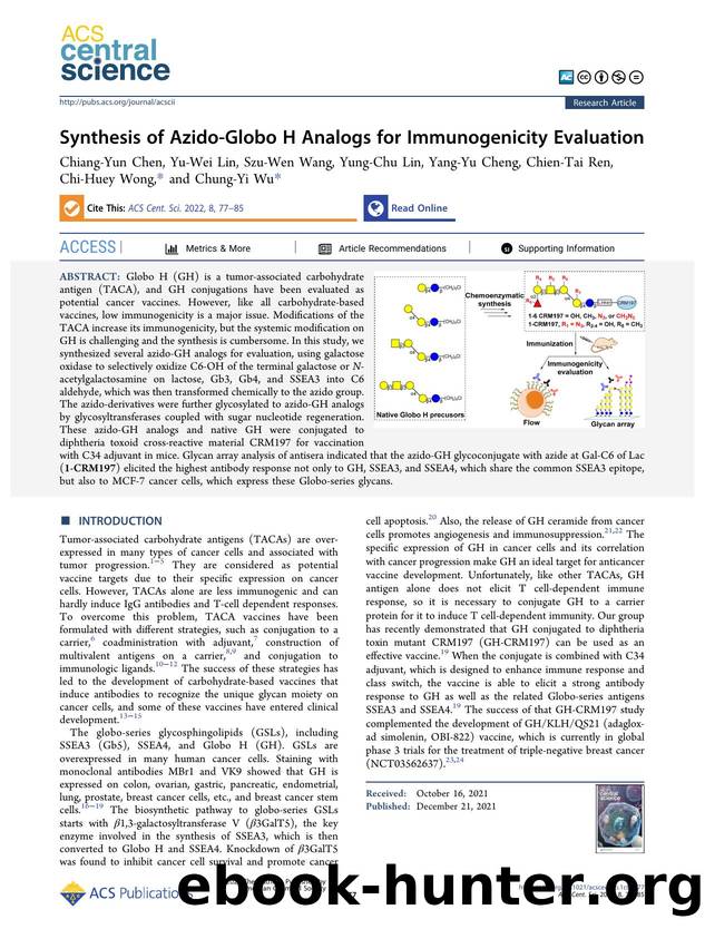 Synthesis of Azido-Globo H Analogs for Immunogenicity Evaluation by unknow