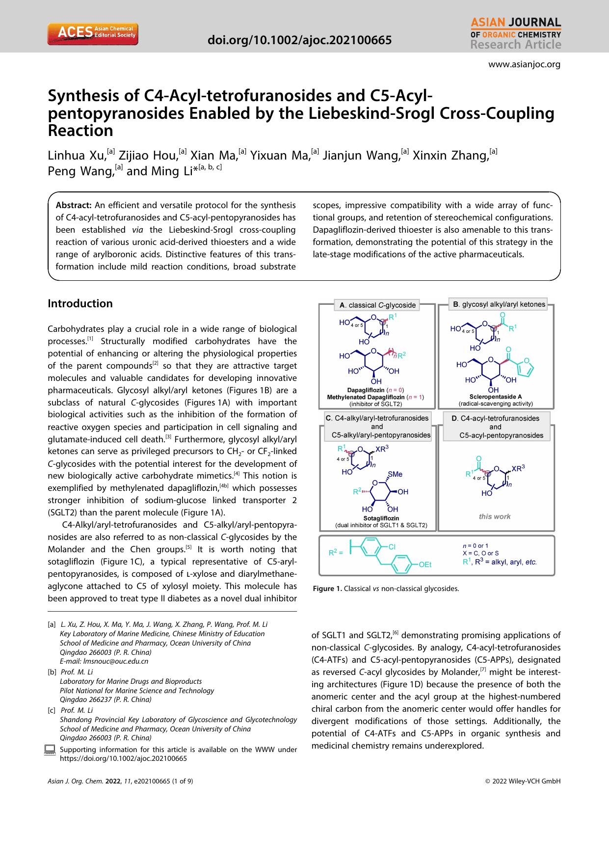 Synthesis of C4âAcylâtetrofuranosides and C5âAcylâpentopyranosides Enabled by the LiebeskindâSrogl CrossâCoupling Reaction by Unknown