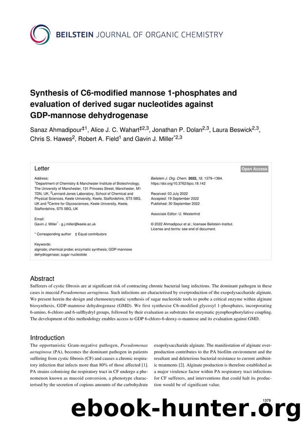 Synthesis of C6-modified mannose 1-phosphates and evaluation of derived sugar nucleotides against GDP-mannose dehydrogenase by unknow