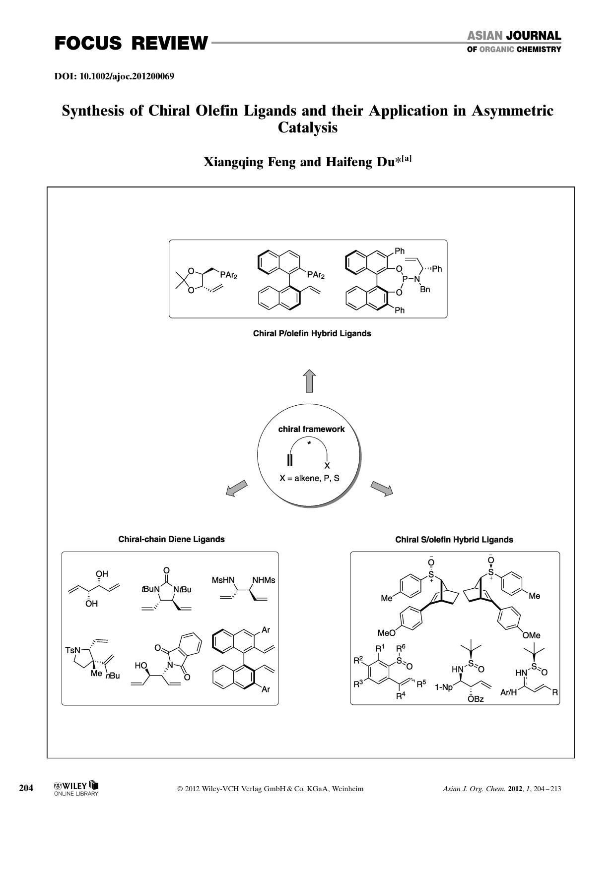 Synthesis of Chiral Olefin Ligands and their Application in Asymmetric Catalysis by Unknown