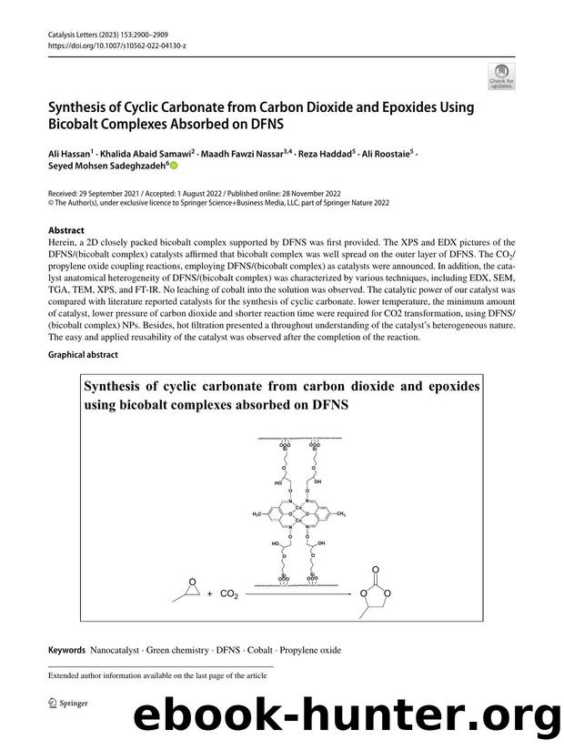 Synthesis of Cyclic Carbonate from Carbon Dioxide and Epoxides Using Bicobalt Complexes Absorbed on DFNS by unknow