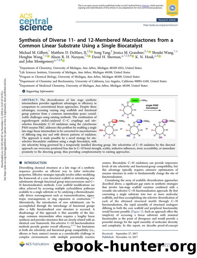 Synthesis of Diverse 11- and 12-Membered Macrolactones from a Common Linear Substrate Using a Single Biocatalyst by unknow