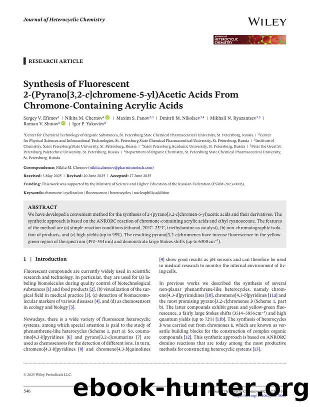 Synthesis of Fluorescent 2â(Pyrano[3,2âc]chromeneâ5âyl)acetic Acids from ChromoneâContaining Acrylic Acids by Unknown