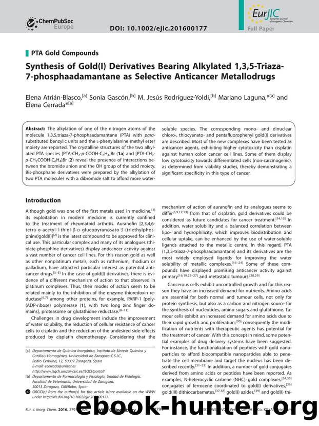 Synthesis of Gold(I) Derivatives Bearing Alkylated 1,3,5&#x02010;Triaza&#x02010;7&#x02010;phosphaadamantane as Selective Anticancer Metallodrugs by Unknown