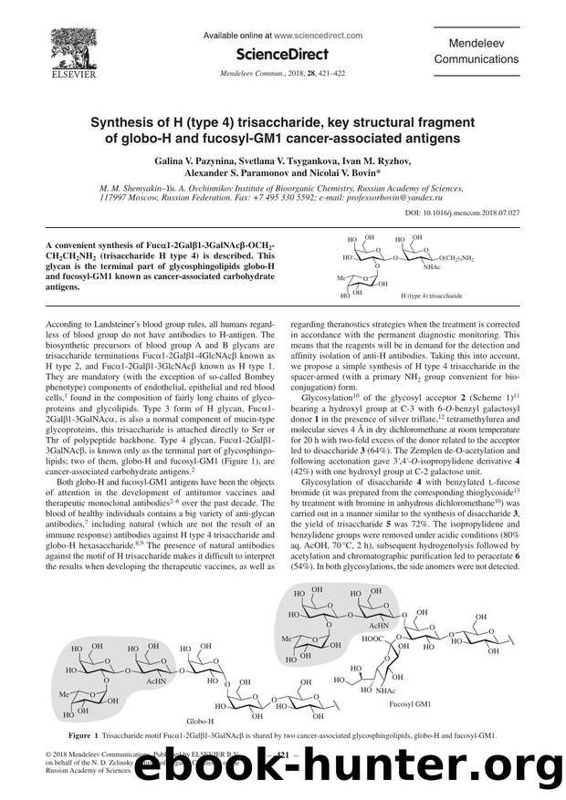 Synthesis of H (type 4) trisaccharide, key structural fragment of globo-H and fucosyl-GM1 cancer-associated antigens by unknow