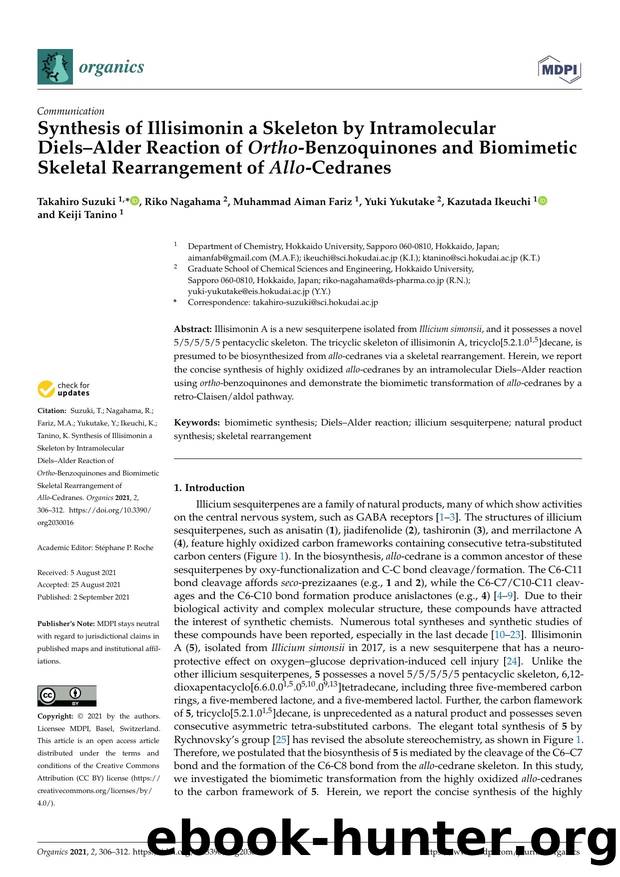 Synthesis of Illisimonin a Skeleton by Intramolecular DielsâAlder Reaction of Ortho-Benzoquinones and Biomimetic Skeletal Rearrangement of Allo-Cedranes by Takahiro Suzuki Riko Nagahama Muhammad Aiman Fariz Yuki Yukutake Kazutada Ikeuchi & Keiji Tanino