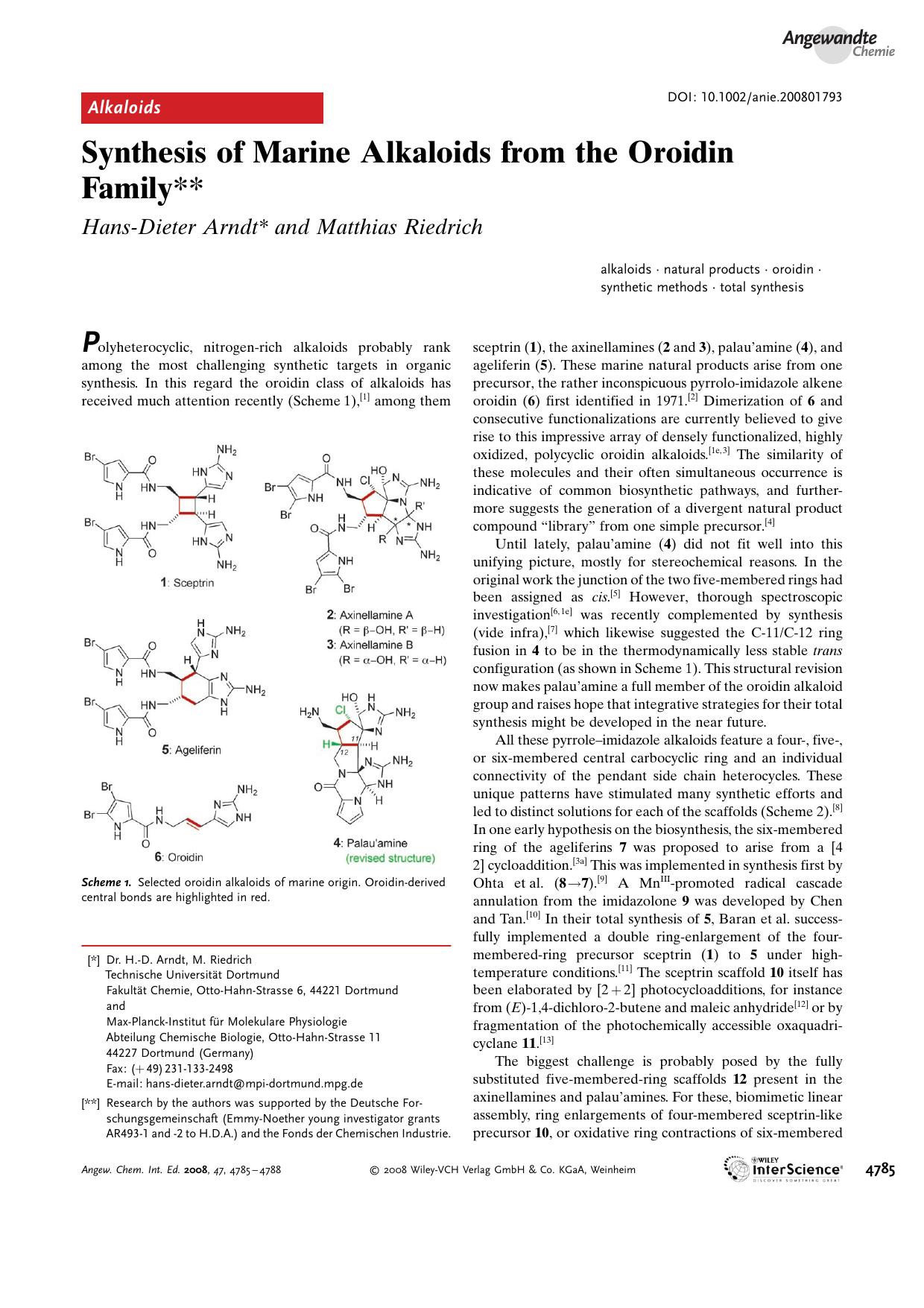 Synthesis of Marine Alkaloids from the Oroidin Family by Unknown
