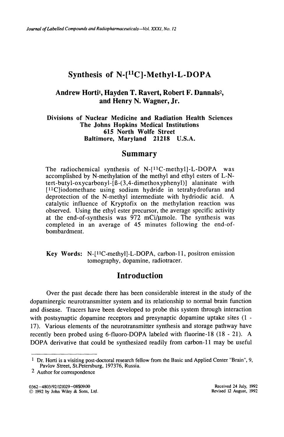 Synthesis of N-[11C]-methyl-L-DOPA by Unknown