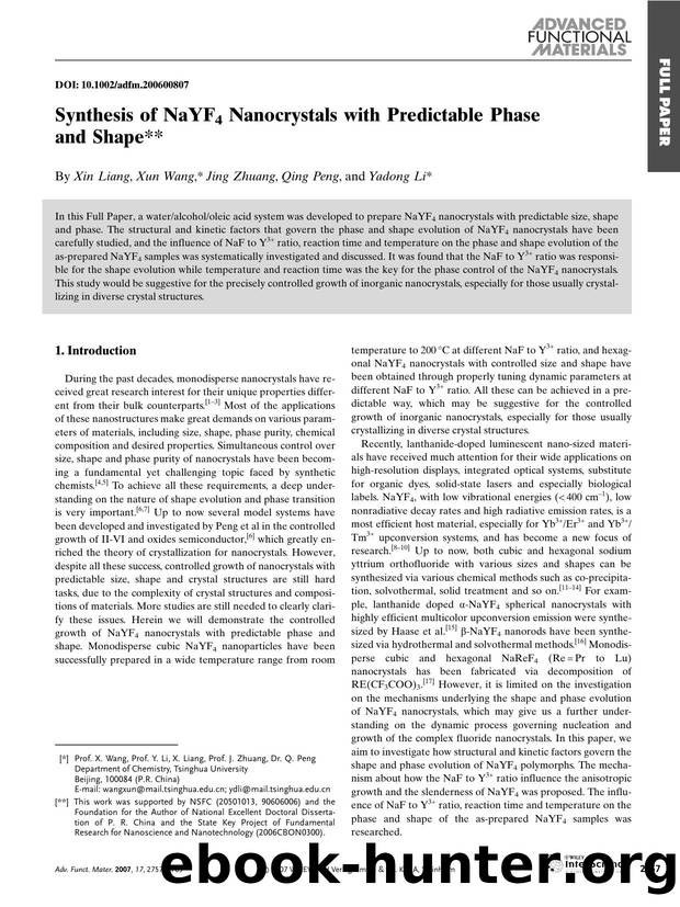 Synthesis of NaYF4 Nanocrystals with Predictable Phase and Shape by Unknown