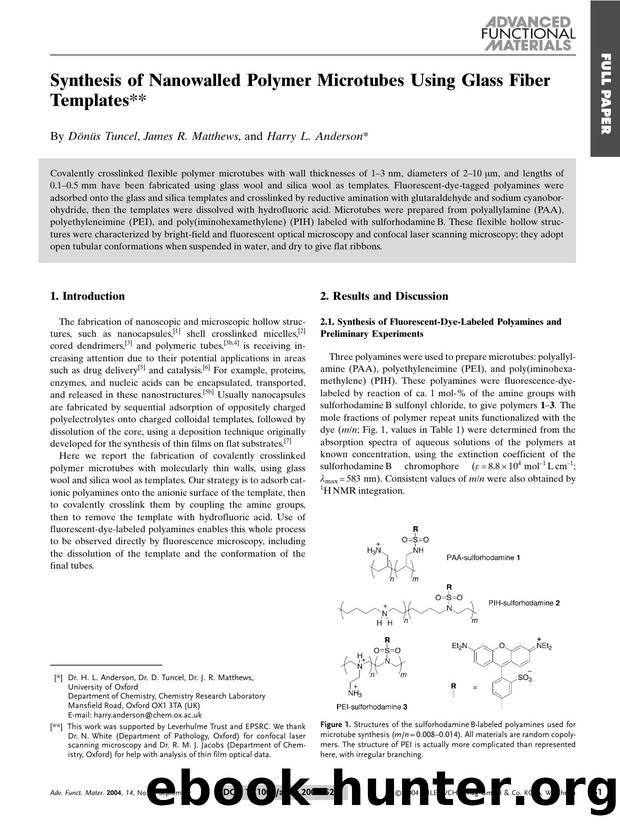 Synthesis of Nanowalled Polymer Microtubes Using Glass Fiber Templates by Unknown
