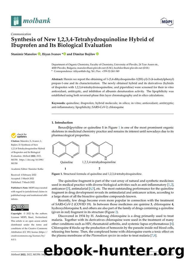 Synthesis of New 1,2,3,4-Tetrahydroquinoline Hybrid of Ibuprofen and Its Biological Evaluation by Stanimir Manolov Iliyan Ivanov & Dimitar Bojilov