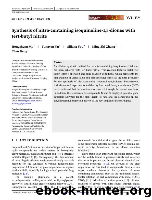 Synthesis of NitroâContaining Isoquinolineâ1,3âdiones with Tertâbutyl Nitrite by Unknown