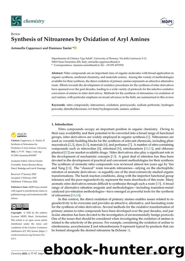 Synthesis of Nitroarenes by Oxidation of Aryl Amines by Antonella Capperucci & Damiano Tanini