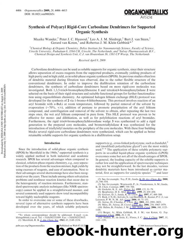Synthesis of Polyaryl Rigid-Core Carbosilane Dendrimers for Supported Organic Synthesis by unknow