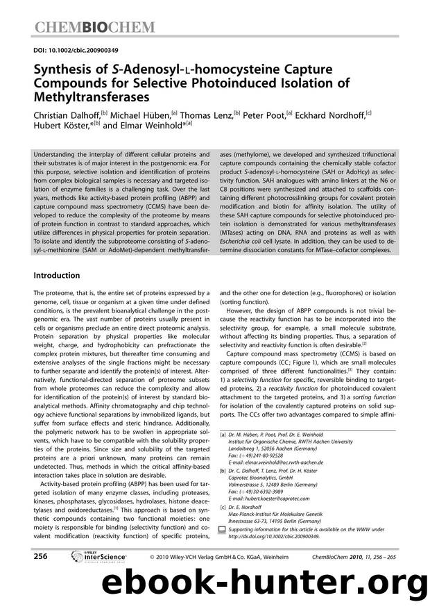 Synthesis of S-Adenosyl-L-homocysteine Capture Compounds for Selective Photoinduced Isolation of Methyltransferases by Unknown