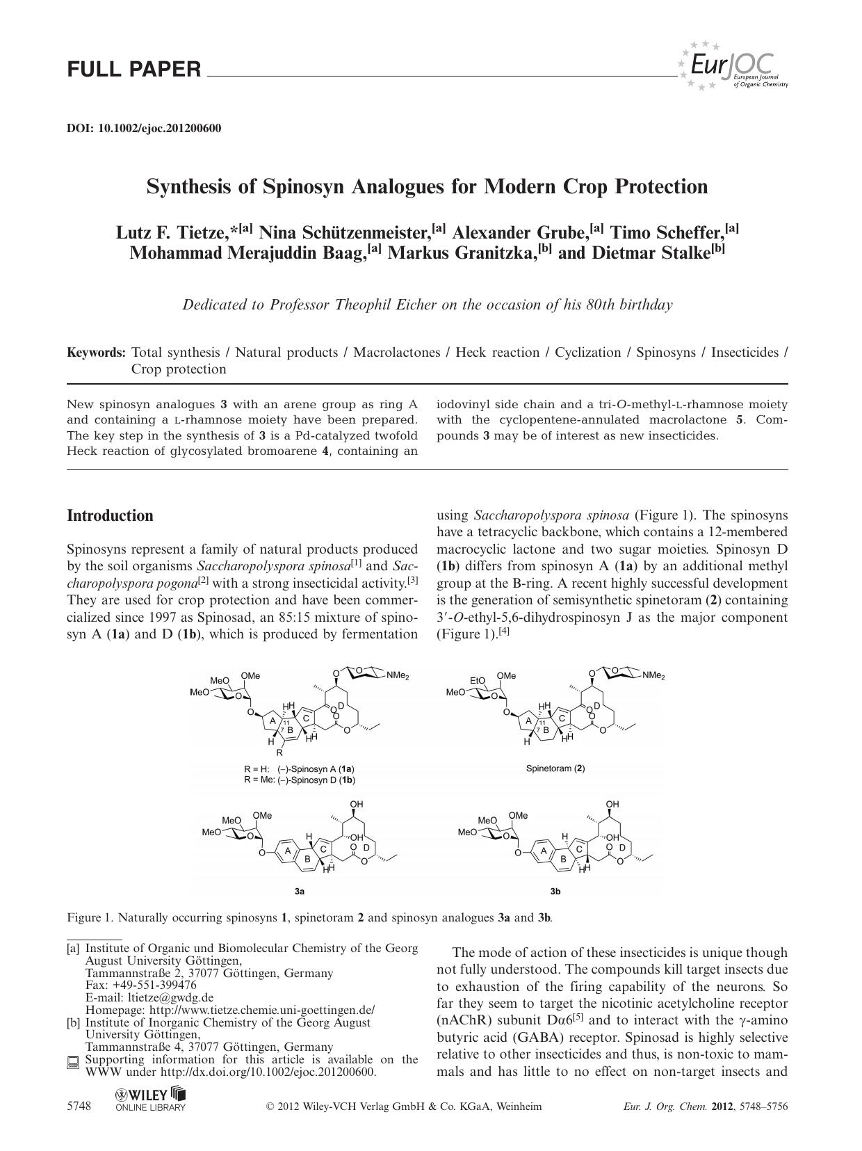 Synthesis of Spinosyn Analogues for Modern Crop Protection by Unknown