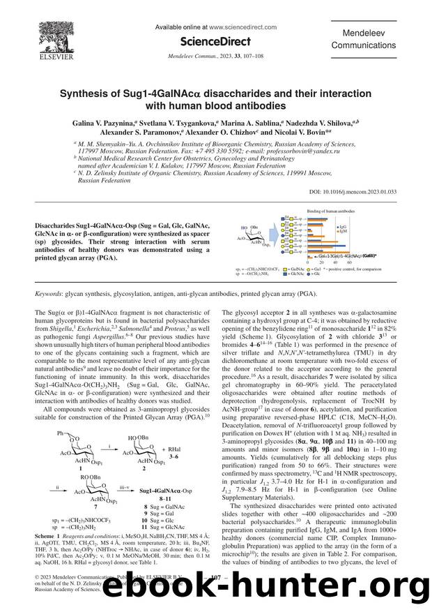 Synthesis of Sug1-4GalNAcÎ± disaccharides and their interaction with human blood antibodies by unknow