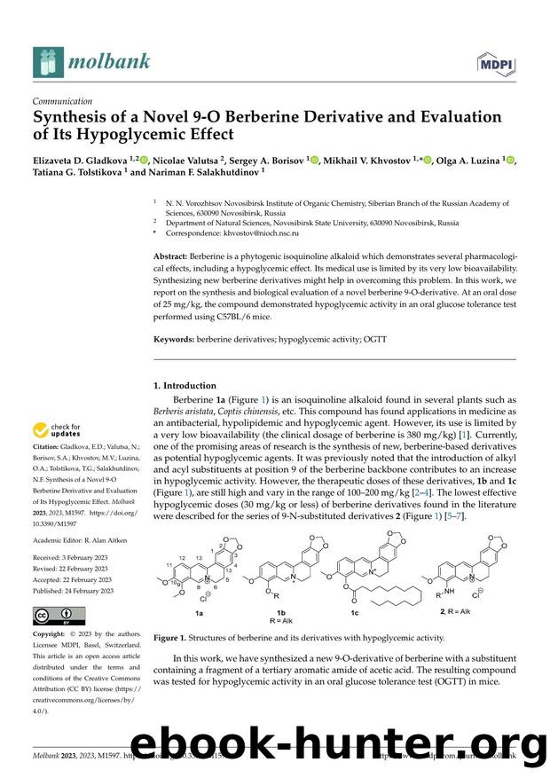Synthesis of a Novel 9-O Berberine Derivative and Evaluation of Its Hypoglycemic Effect by unknow