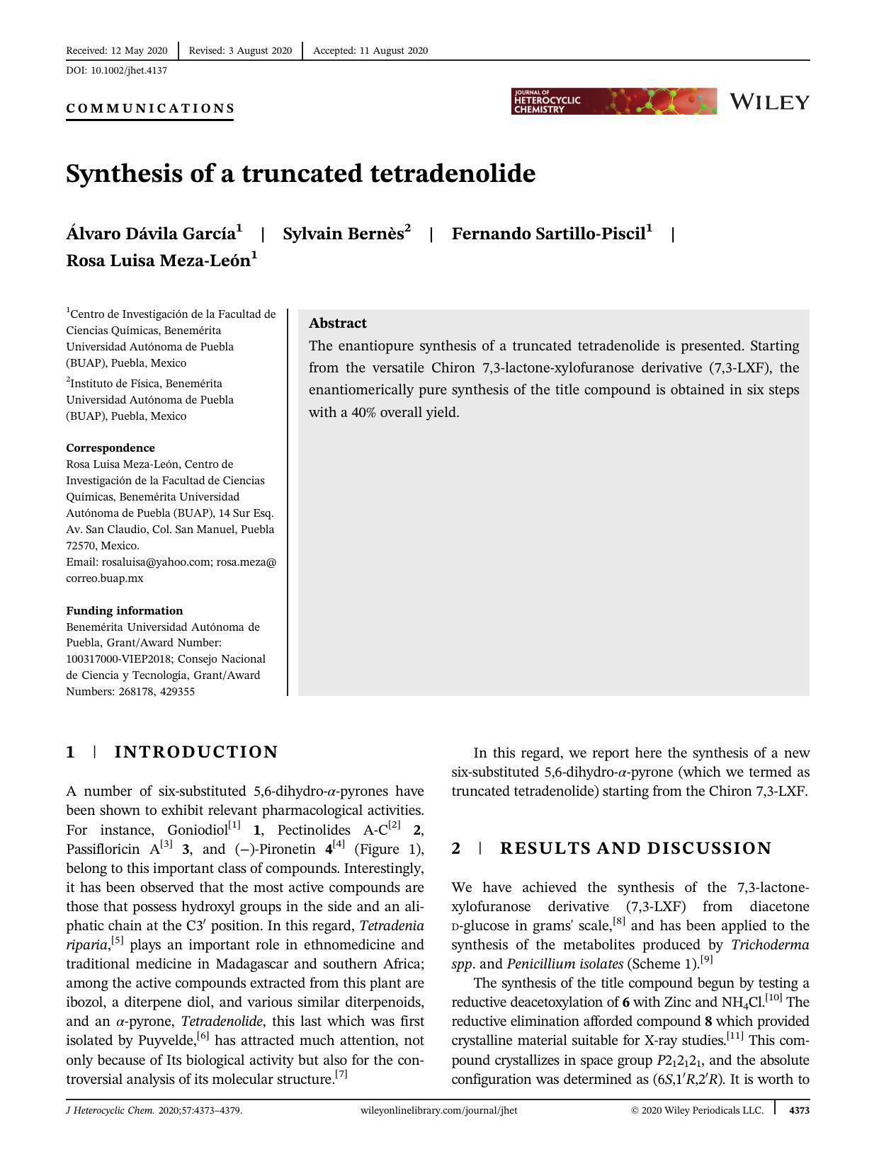 Synthesis of a Truncated Tetradenolide by Unknown