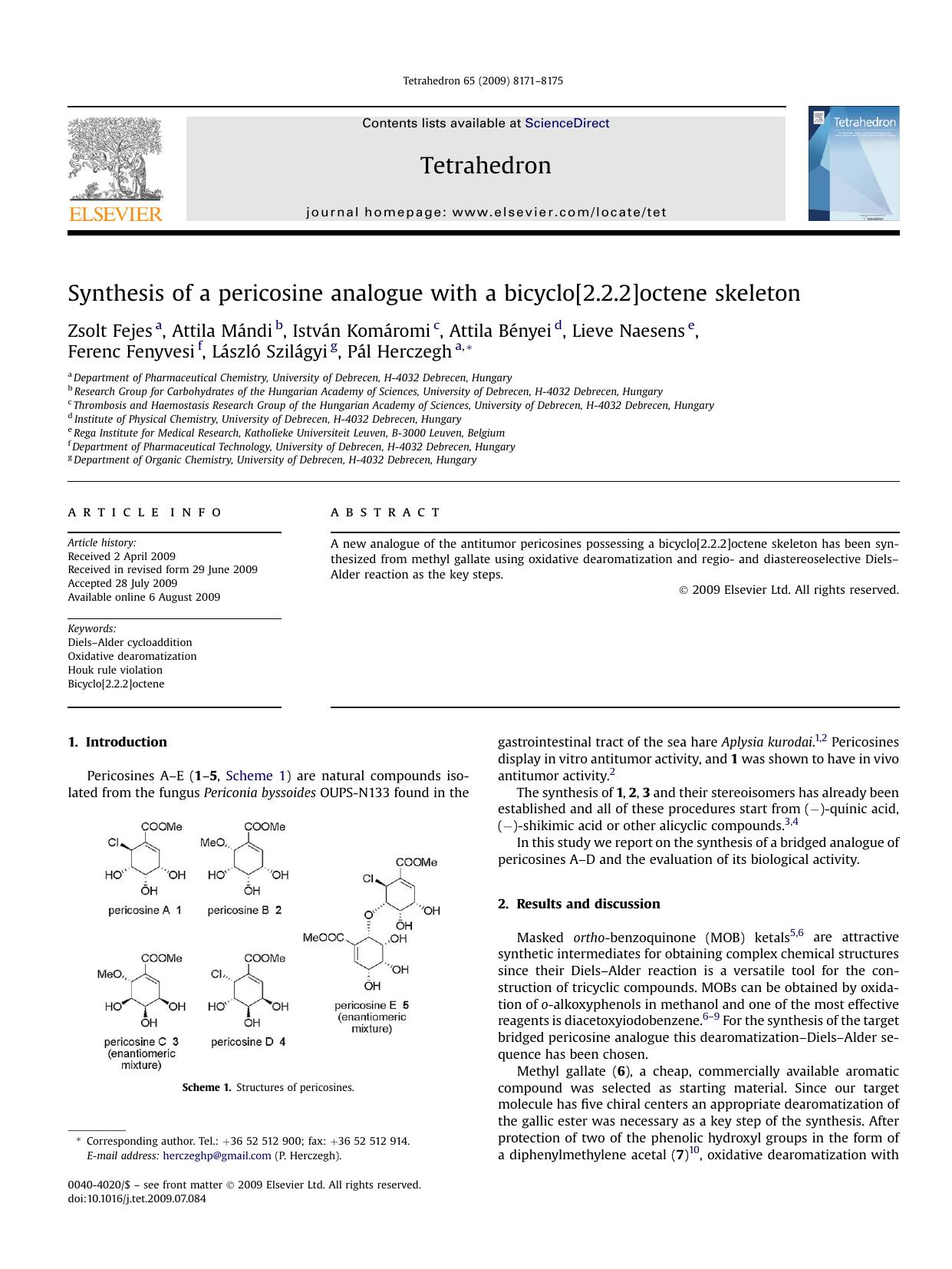 Synthesis of a pericosine analogue with a bicyclo[2.2.2]octene skeleton by unknow