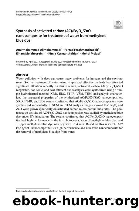 Synthesis of activated carbon (AC)Fe3O4ZnO nanocomposite for treatment of water from methylene blue dye by unknow