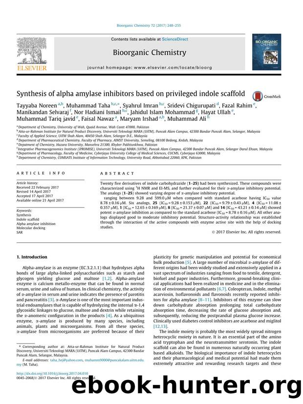 Synthesis of alpha amylase inhibitors based on privileged indole scaffold by unknow