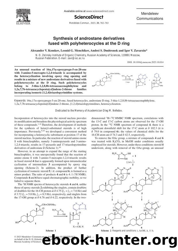 Synthesis of androstane derivatives fused with polyheterocycles at the D ring by Alexander V. Komkov & Leonid G. Menchikov & Andrei S. Dmitrenok & Igor V. Zavarzin