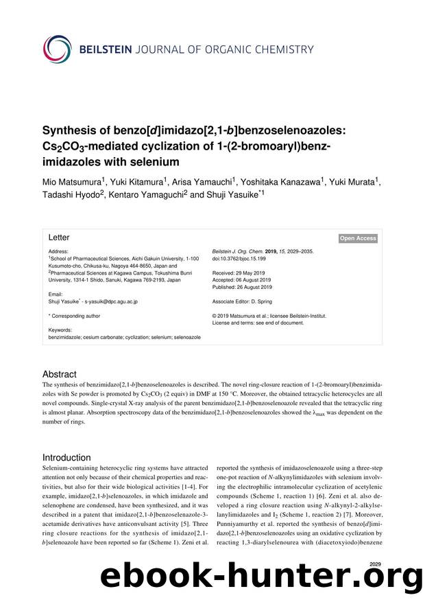 Synthesis of benzo[d]imidazo[2,1-b]benzoselenoazoles: Cs2CO3-mediated cyclization of 1-(2-bromoaryl)benzimidazoles with selenium by unknow