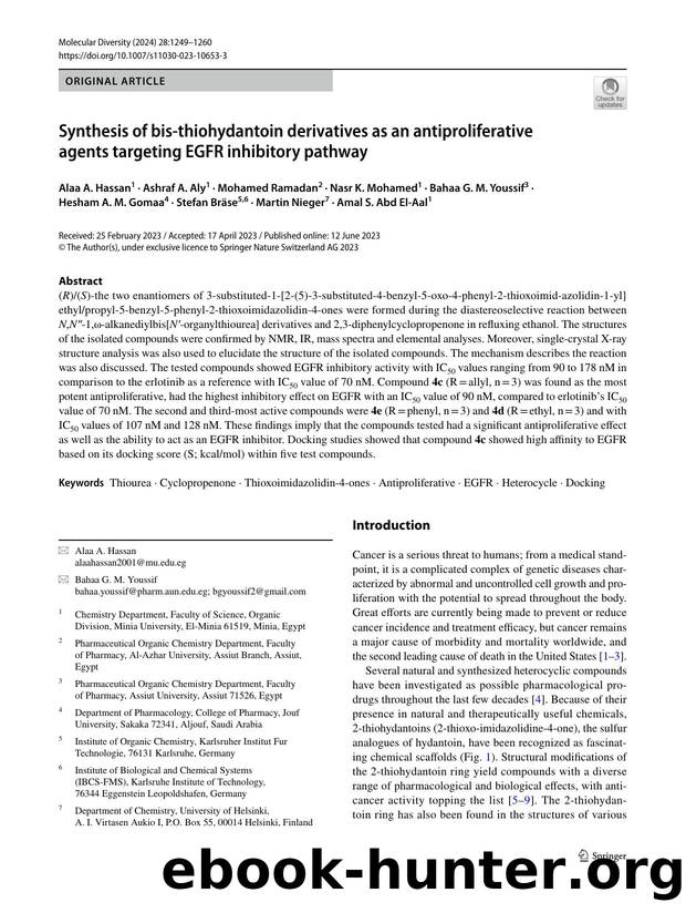 Synthesis of bis-thiohydantoin derivatives as an antiproliferative agents targeting EGFR inhibitory pathway by unknow