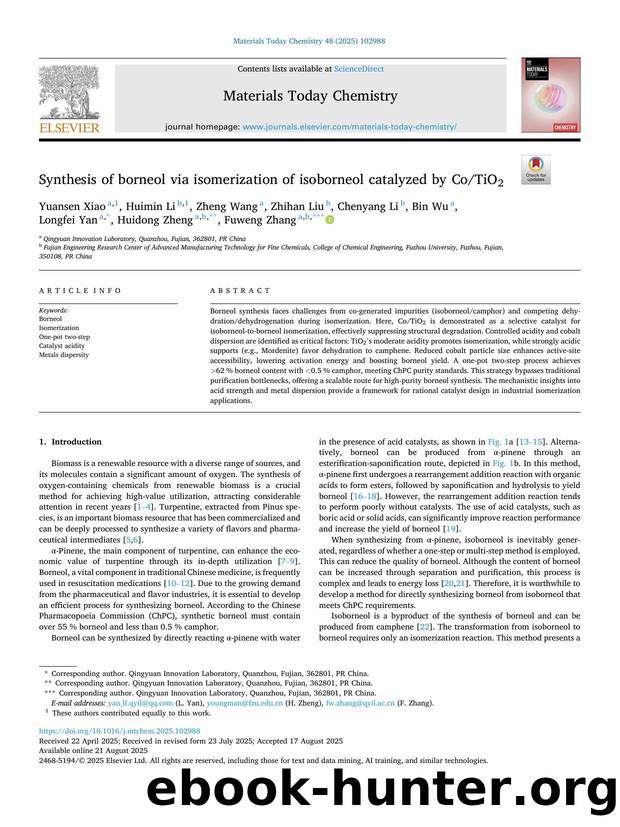 Synthesis of borneol via isomerization of isoborneol catalyzed by CoTiO2 by unknow